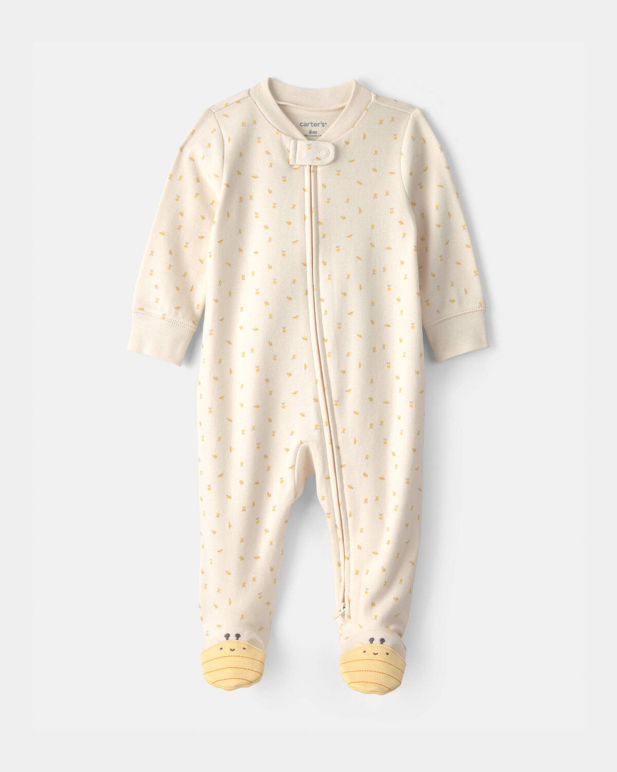 Baby Girl Bee 100% Cotton 2-Way Zip Sleep & Play Pajamas - Ivory | Carter's Inc