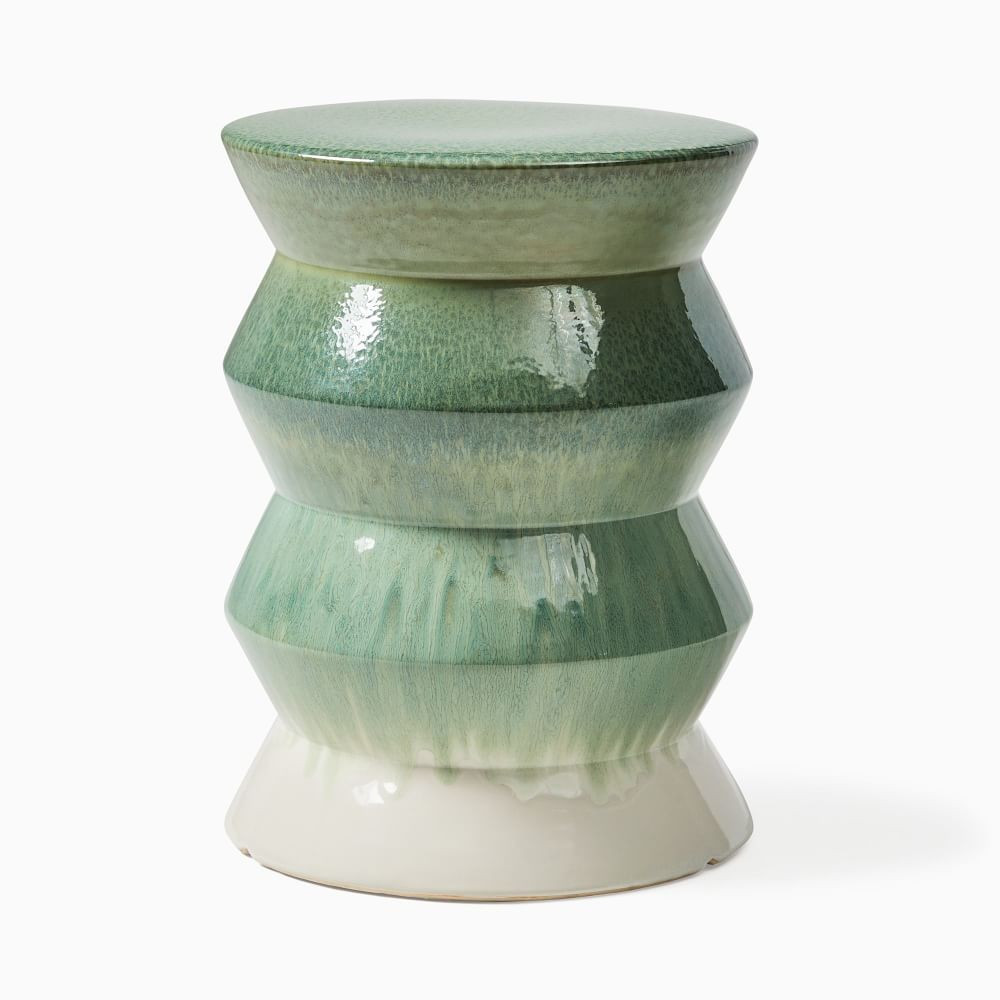 Cami Ceramic Outdoor 13 in Round Side Table, Sage | West Elm (US)