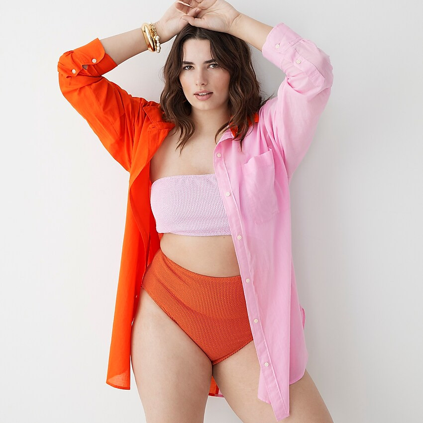 Button-up beach shirt in colorblock | J. Crew US