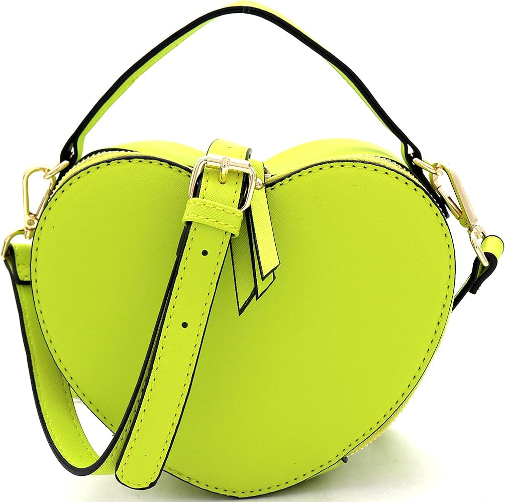 Trendeology Cute Heart Shape Girls Womens Vegan Leather Small Handle Satchel Crossbody Purse | Amazon (US)