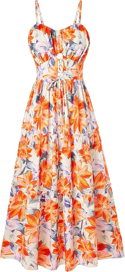 GRACE KARIN 2026 Women's Spaghetti Vacation Sundress Summer Beach Flowy Boho Floral Maxi Dresses ... | Amazon (US)