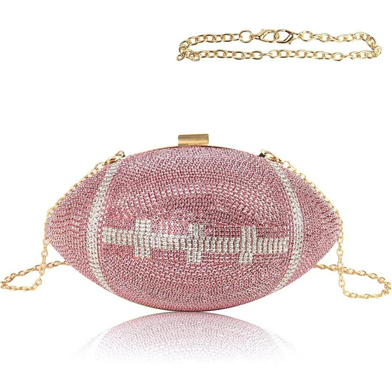 Football Bling Purse Rhinestone Clutch Purses for Women Crystal Ball Purse Rugby Ball Shaped Bag ... | Walmart (US)