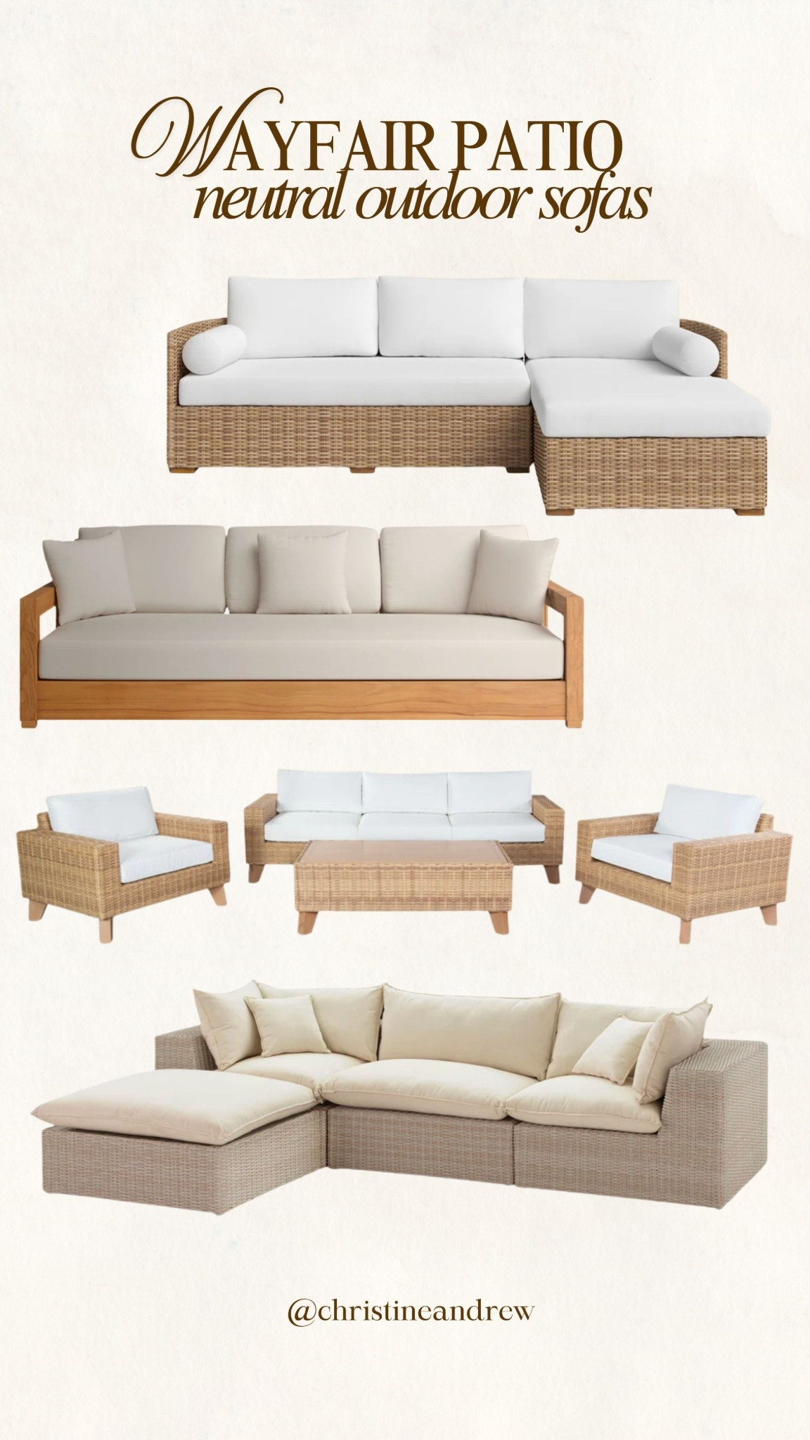 Neutral outdoor patio sets from @Wayfair 

Patio sofa, outdoor sofa, neutral patio

#LTKSeasonal #LTKHome