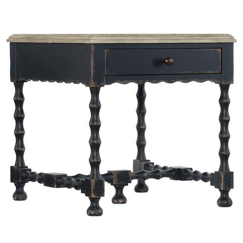 Czar French Country Distressed Brown Top Black Maple Wood Side End Table | Kathy Kuo Home