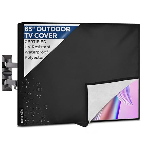 SereneLife Waterproof Outdoor TV Cover for 50-65 inch TV – Indoor/Outdoor Weatherproof Television with Bottom Cover, Thick Fabric, Dustproof and Weatherproof TV Cover with Remote Control Pocket, Black | Amazon (US)