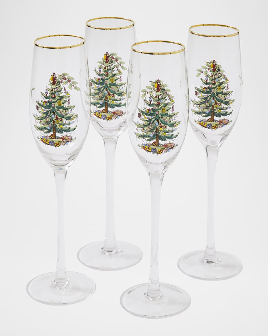 Spode Christmas Tree Champagne Flutes, Set of 4 | Neiman Marcus
