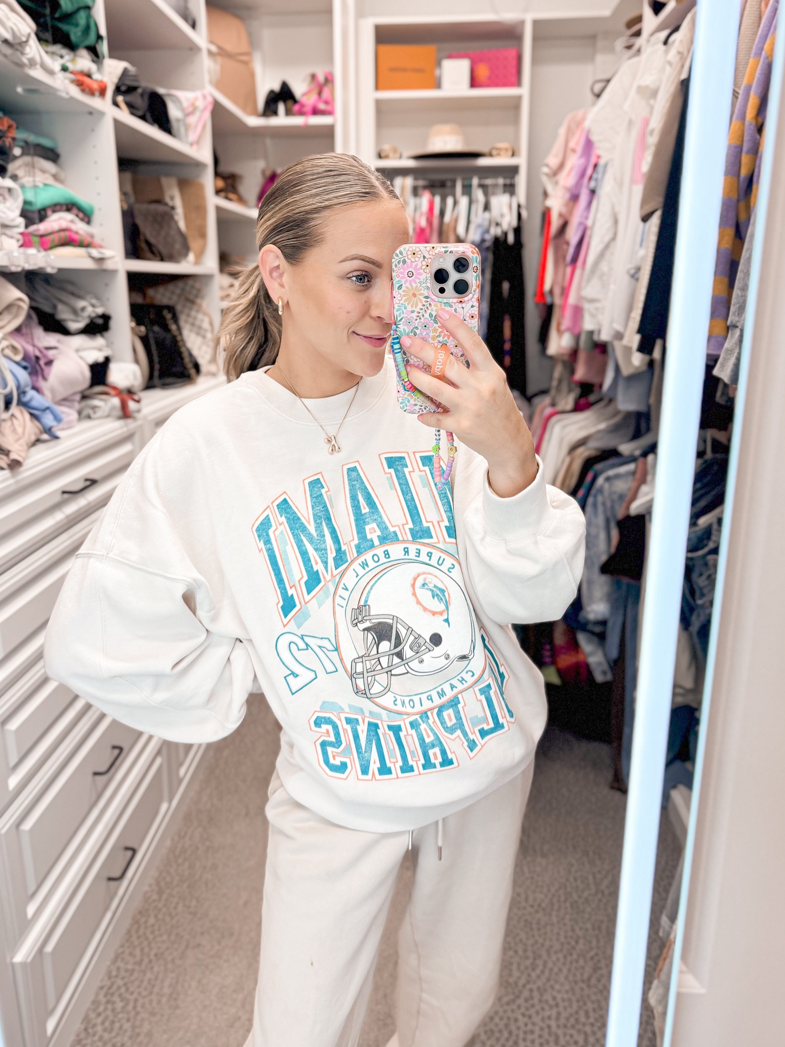 Cozy football 🏈 crewneck team sweatshirts !  Other teams available but go DOLPHINS 😁 wearing size smalll

#LTKStyleTip