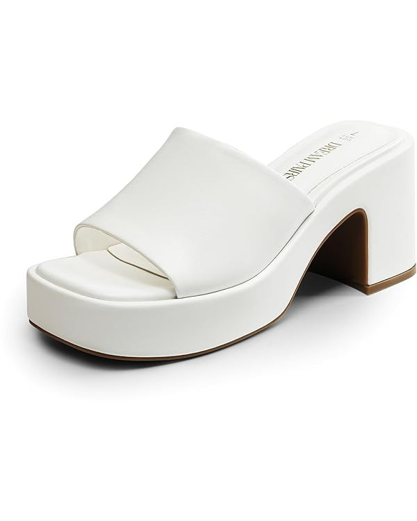 DREAM PAIRS High Chunky Platform Heels for Women Fashion Comfort Slip on Square Open Toe Block He... | Amazon (US)