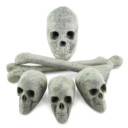 Ceramic Skulls and Crossbones Fire Pit Lava Rock | Wayfair North America