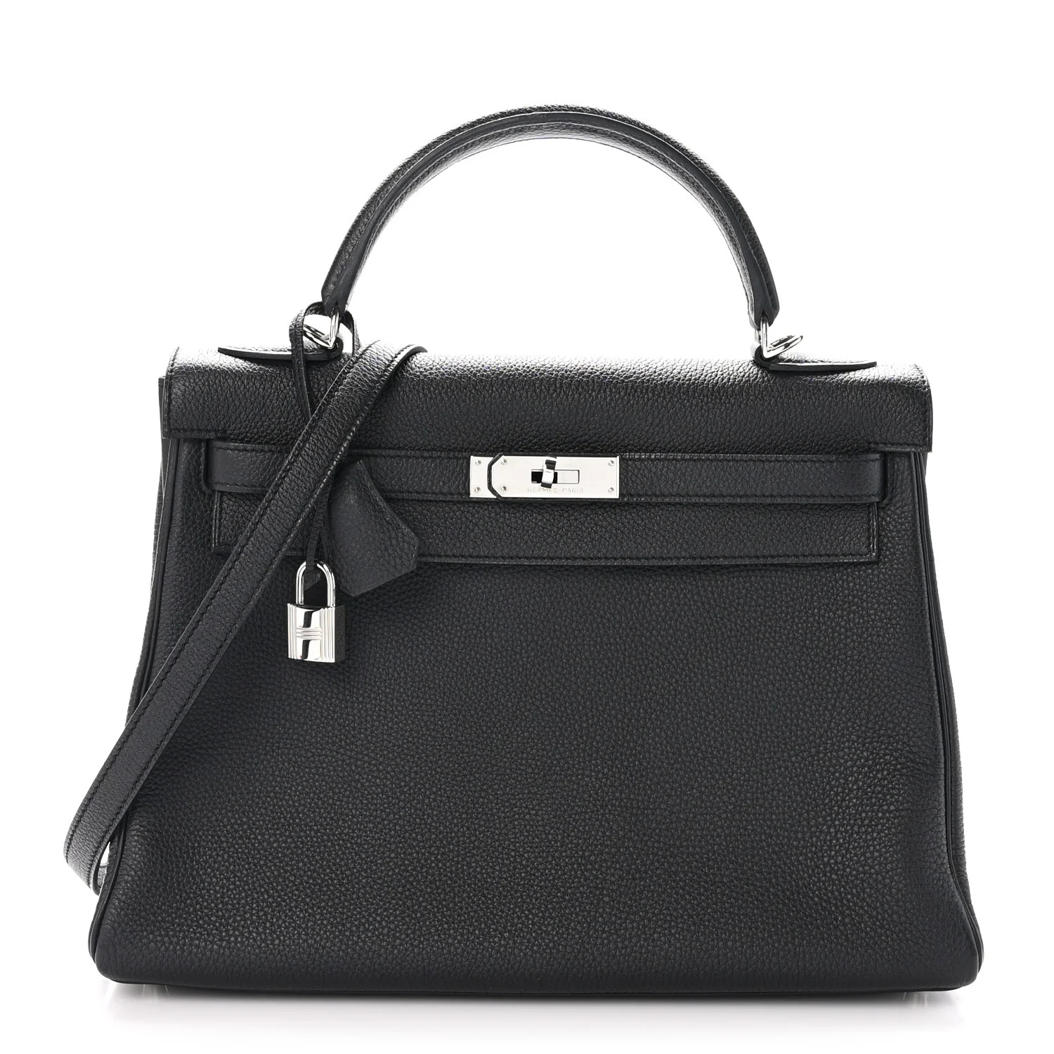 Togo Kelly Retourne 28 Black | FASHIONPHILE (US)