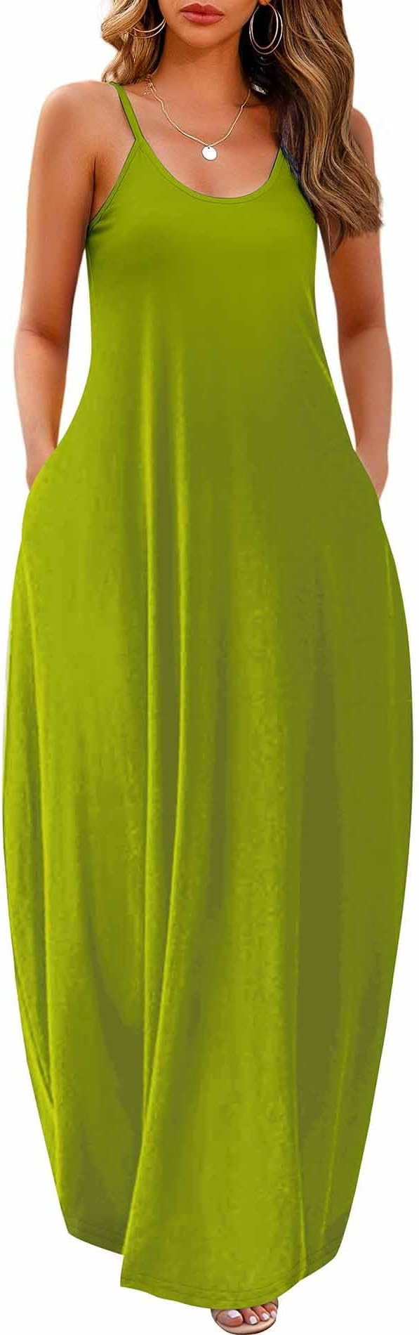 Wolddress Womens Maxi Dress with Pockets 2026 Casual Strap Plus Size Loose Plain Long Office Summ... | Amazon (US)