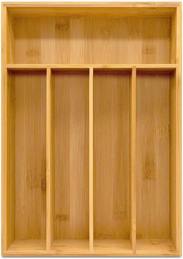 Utopia Kitchen Bamboo Silverware Organizer- 5 Compartments - Bamboo Drawer Organizer - Bamboo Har... | Amazon (US)