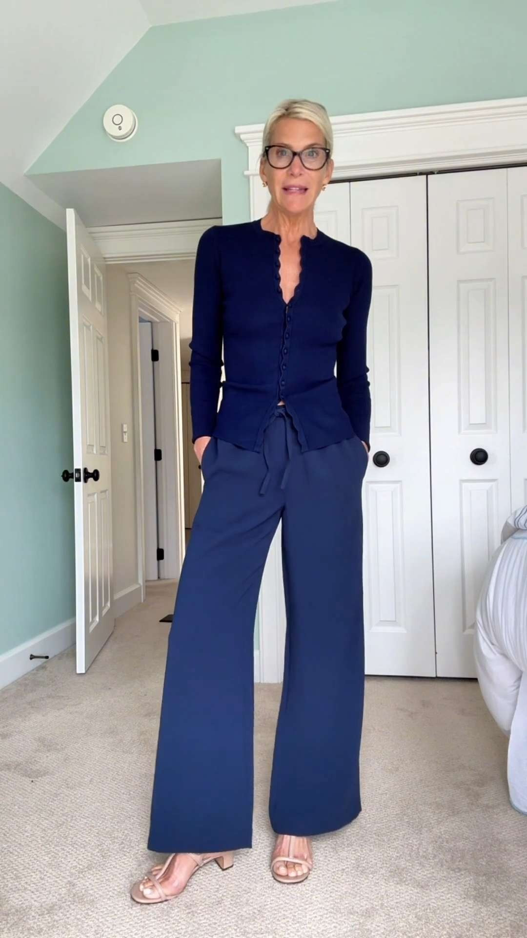 Flattering Navy Wide Leg Pants Outfit 

 #LTKootd #LTKSeasonal #LTKSaleAlert