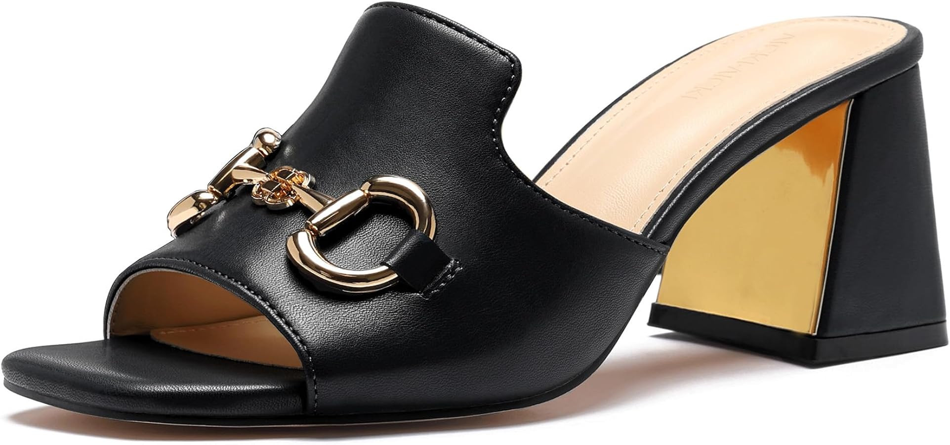 VICKI\u00b7VICKI Square Open Toe Heeled Sandals for Women, Chunky Block Heels Metal Chain Slip on... | Amazon (US)