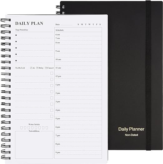 Daily Planner Undated, Asten to Do List Notebook Hourly Schedules Spiral Appointment Planner for ... | Amazon (UK)