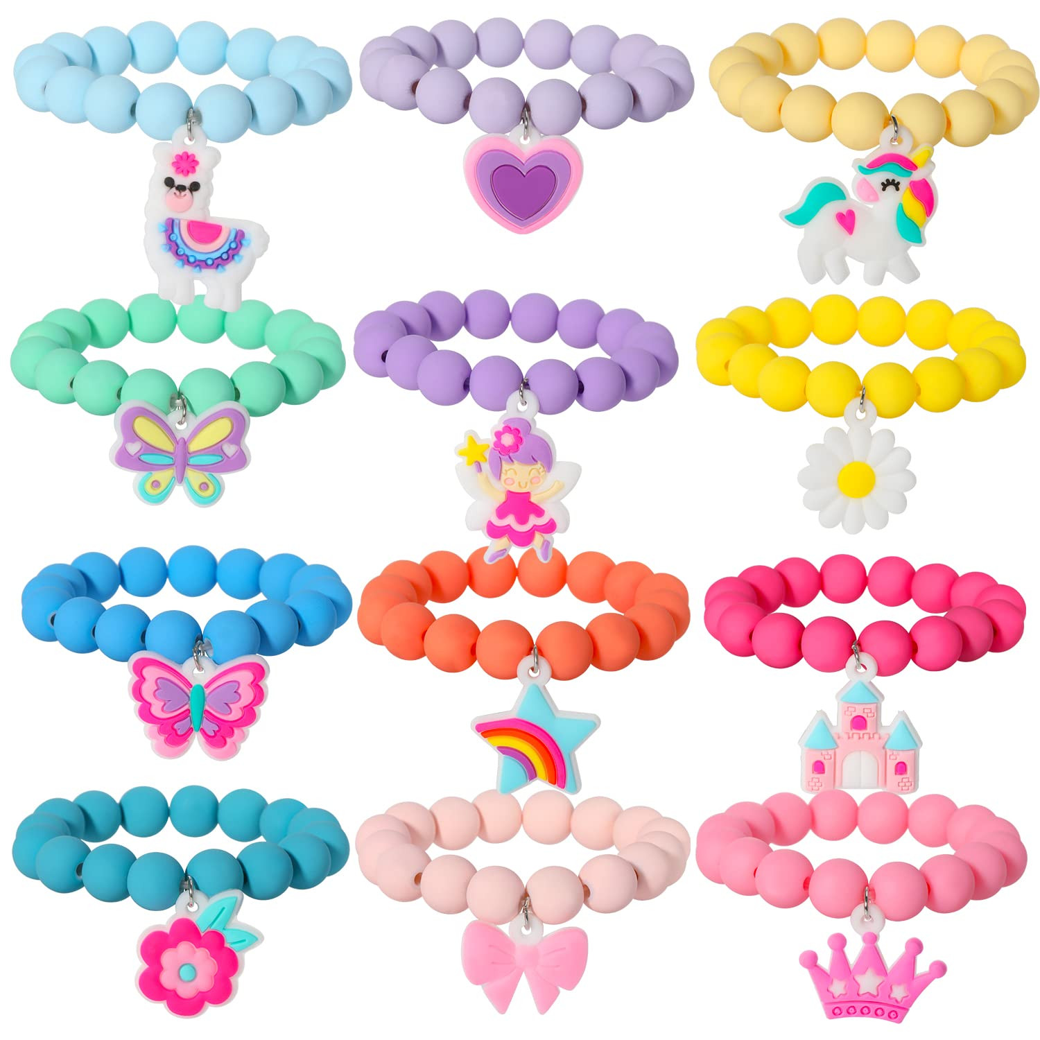 PinkSheep Rainbow Bracelet Colorful Beaded Bracelets for Little Girls Basket Stuffers Unicorn But... | Amazon (US)