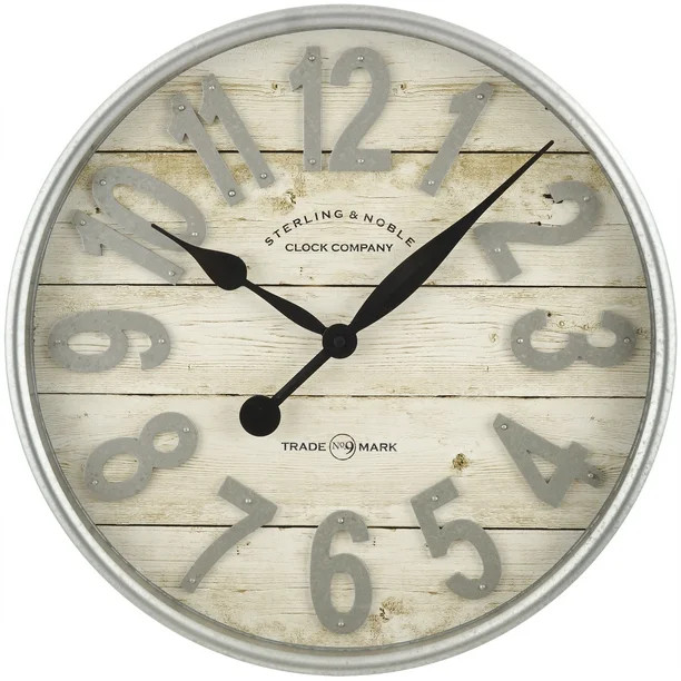 Better Homes & Gardens Indoor 20" White and Galvanized Raised Arabic Farmhouse Wall Clock | Walmart (US)