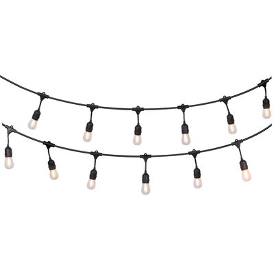 Portfolio  48-ft 18-Light-Shade Plug-in White Outdoor LED Edison String Lights | Lowe's