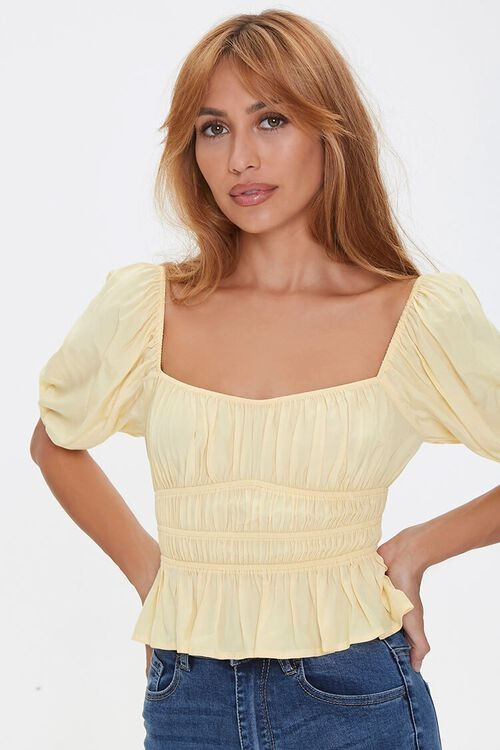 Ruched Puff-Sleeve Top | Forever 21 (US)