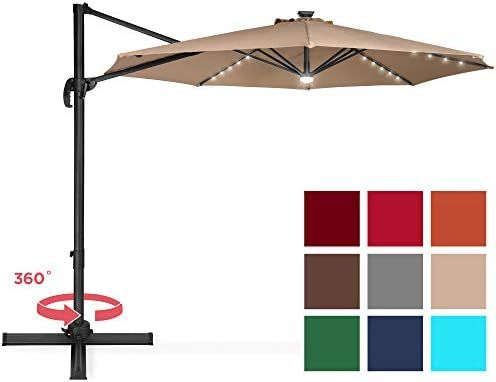 Best Choice Products 10ft Solar LED 360 Degree Rotating Cantilever Offset Patio Umbrella w/Easy T... | Amazon (US)