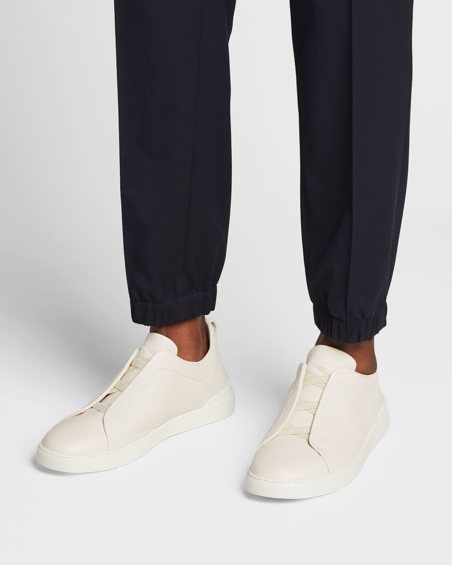 ZEGNA Men's Triple Stitch Deerskin Leather Sneakers | Neiman Marcus