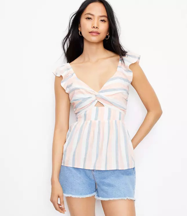 Striped Twist Front Shell | LOFT