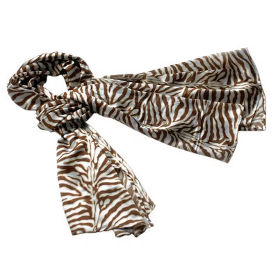 Slickblue Lightweight Brown Zebra Print Scarf for Women - Soft Silk, Fashionable Animal Pattern, 59"x19" | Target