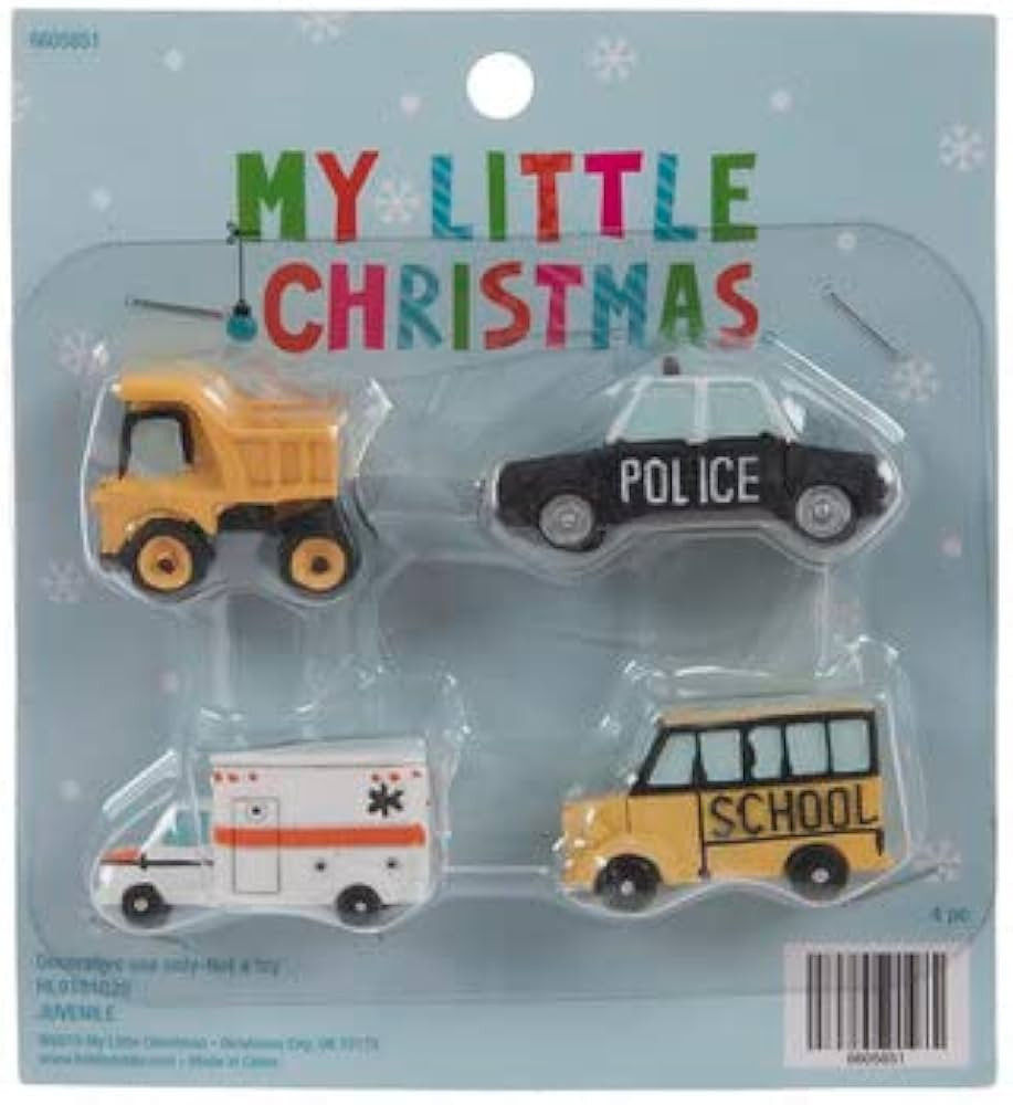 Miniature Work Vehicle Mini Christmas Tree Ornaments - Set of 4 | Amazon (US)