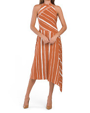 Halter Striped Asymmetrical Hem Midi Dress | TJ Maxx