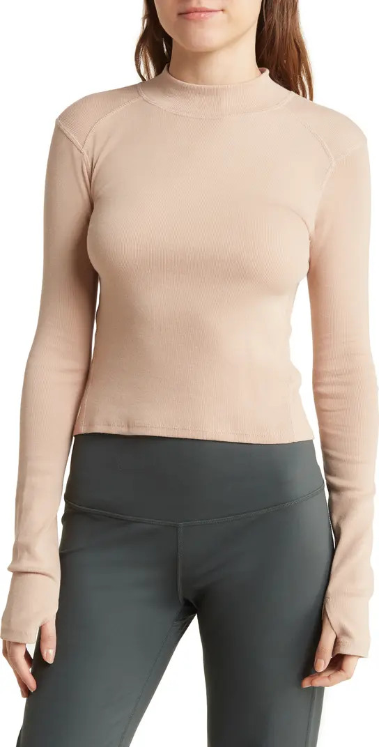 Z by Zella Fallaway Long Sleeve Rib Crop Top | Nordstromrack | Nordstrom Rack