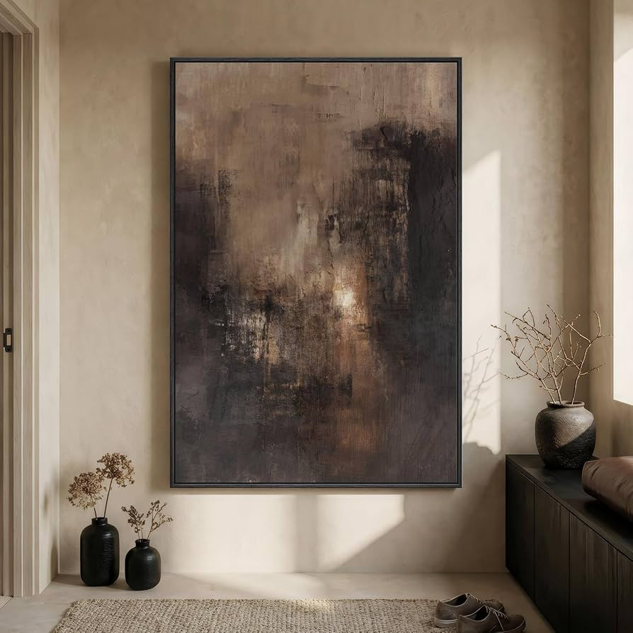 Extra Large Framed Brown Black Abstract Wall Art for Living Room, Oversized Modern Canvas Prints ... | Amazon (US)