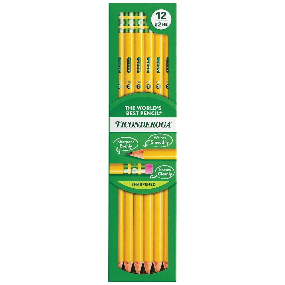 Ticonderoga Wood-Cased Pencils, Pre-Sharpened, 2 HB Soft, Yellow, 12 Count | Amazon (US)