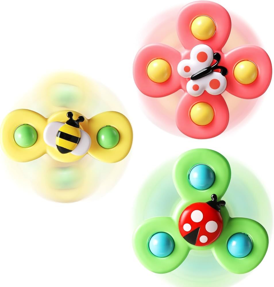 ALASOU 3PCS Suction Cup Spinner Toys for 1 Year Old Boy Girl|Spinning Top Baby Toys 6 12 18 Month... | Amazon (US)