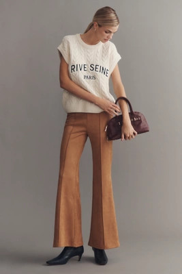 En Elly Faux-Suede Pull-On Flare Pants | Anthropologie (US)