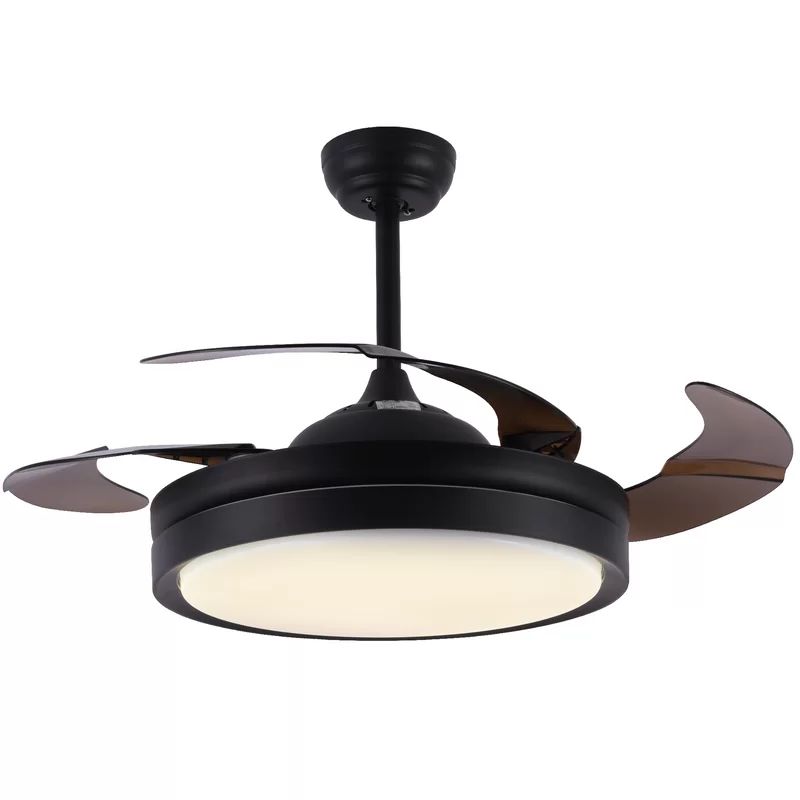 Putterman 3 - Blade LED Retractable Blades Ceiling Fan with Remote Control and Light Kit Included | Wayfair Professional
