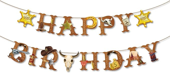 Cowboy Party Decorations for Boys, Western Cowboy Happy Birthday Banner, Boots Boy Cowboy Birthda... | Amazon (US)
