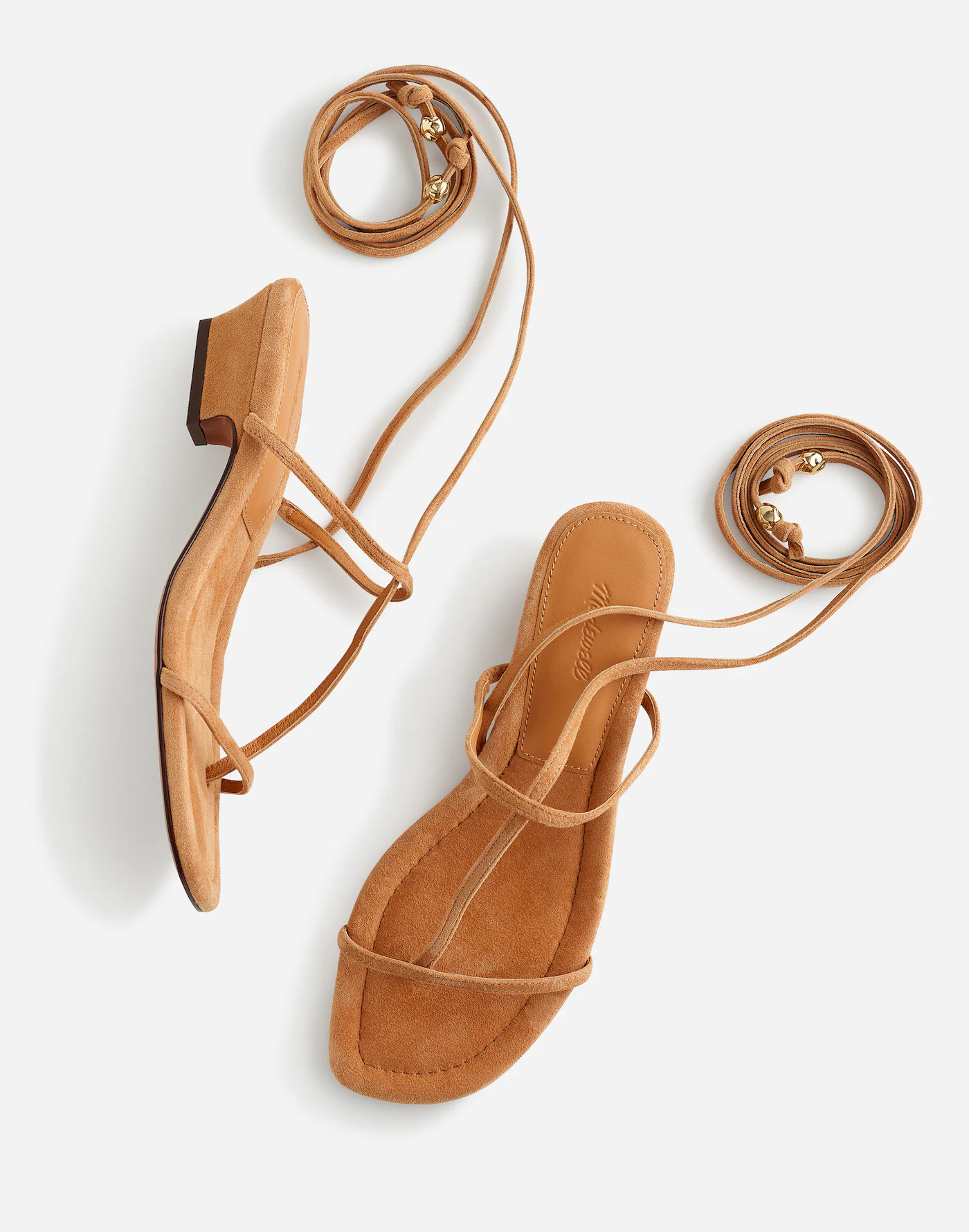 The Maycie Lace-Up T-Strap Sandal in Suede | Madewell | Madewell