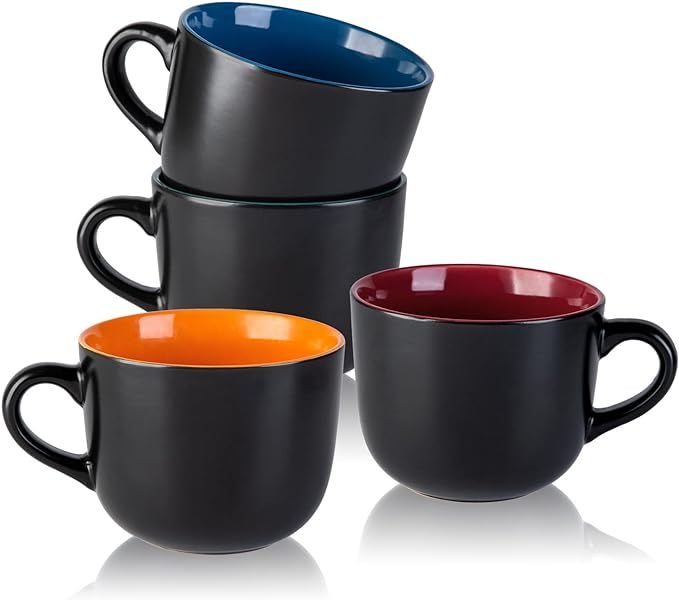 AmorArc 24 oz Large Coffee Mugs set of 4, Jumbo Ceramic Cereal Soup Bowls Mugs with handles for C... | Amazon (US)