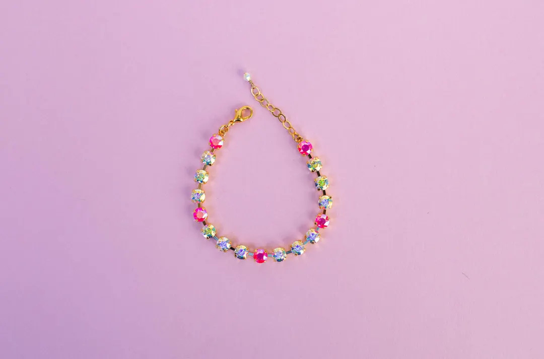 6mm Bracelet Electric Pink AB Sparkle Choose Setting Color and Length - Etsy | Etsy (US)