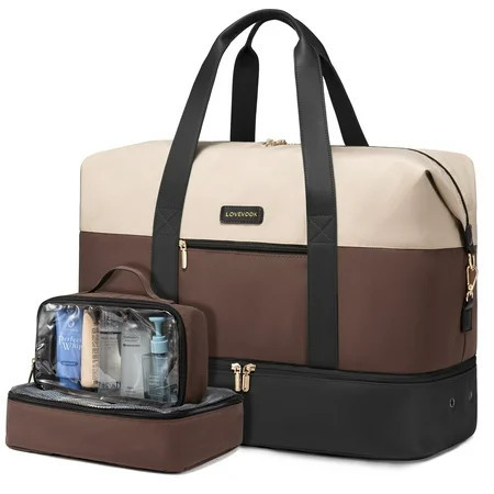 Lovevook Travel Duffel Bag for Women, Large Weekender Overnight Bag, Carry-on Gym Bag with Separate Shoes Compartment, Mom Hospital Bags for Labor and Delivery with 2 Packing Cubes | Walmart (US)
