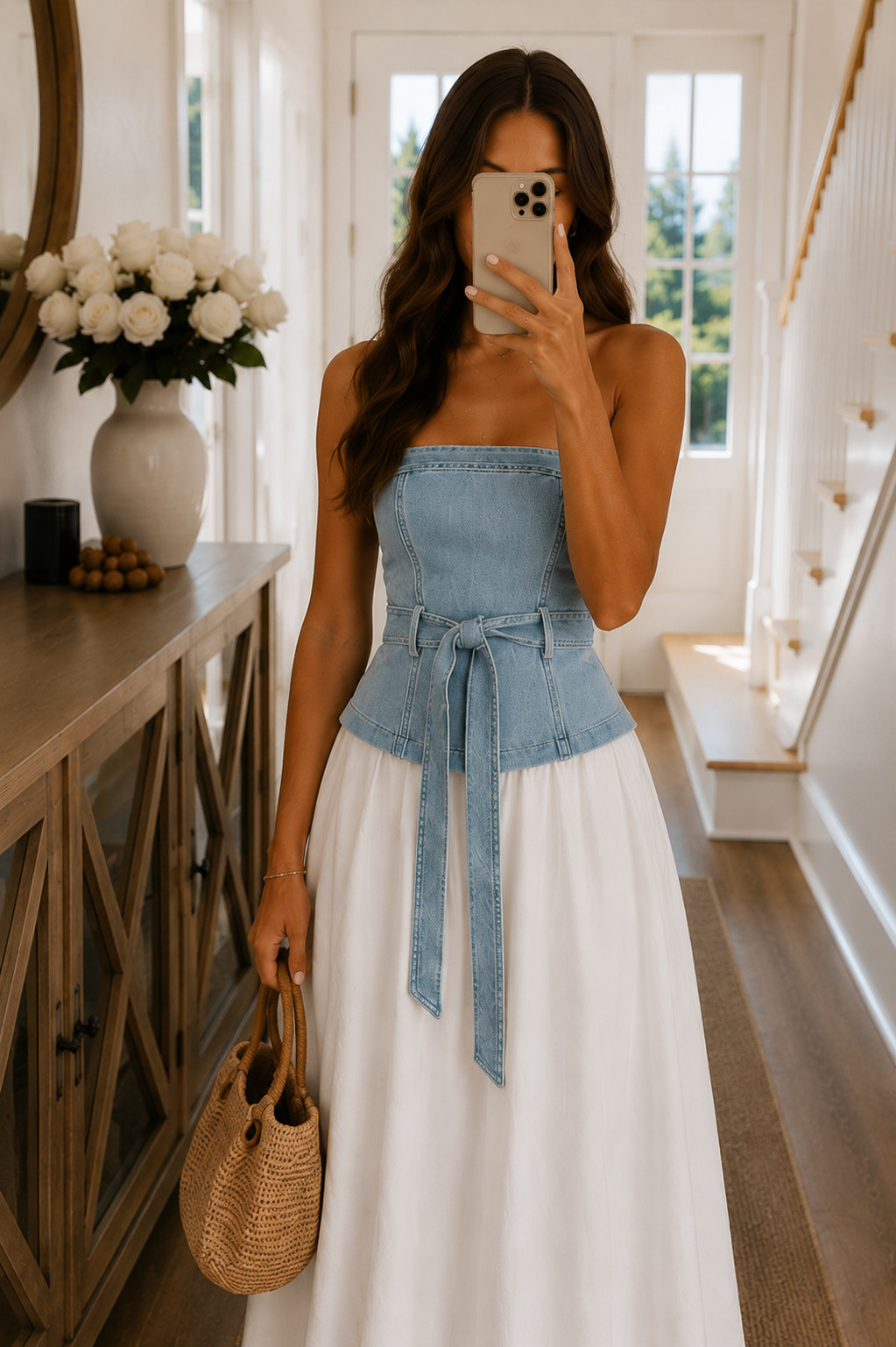 Denim + white is always a yes 🤍✨

Found the prettiest summer dress with a denim corset-style top and flowy white skirt — giving effortless coastal chic without the designer price tag. Paired it with a woven bag and lace-up sandals for the perfect brunch, vacation, or weekend look.

Shop this look and all my favorite summer finds on LTK! ☀️👜 

 #AnthropologieStyle #LTKStyle #SummerOutfits #SummerDress #VacationOutfit #CoastalStyle #DenimDress #WhiteDress #CasualChic #LTKFinds #AffordableFashion

#LTKootd #LTKTravel