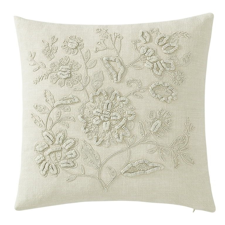 Better Homes & Gardens, Ivory Tonal Floral Decorative Pillow, Square, 20" x 20", 1 Piece | Walmart (US)