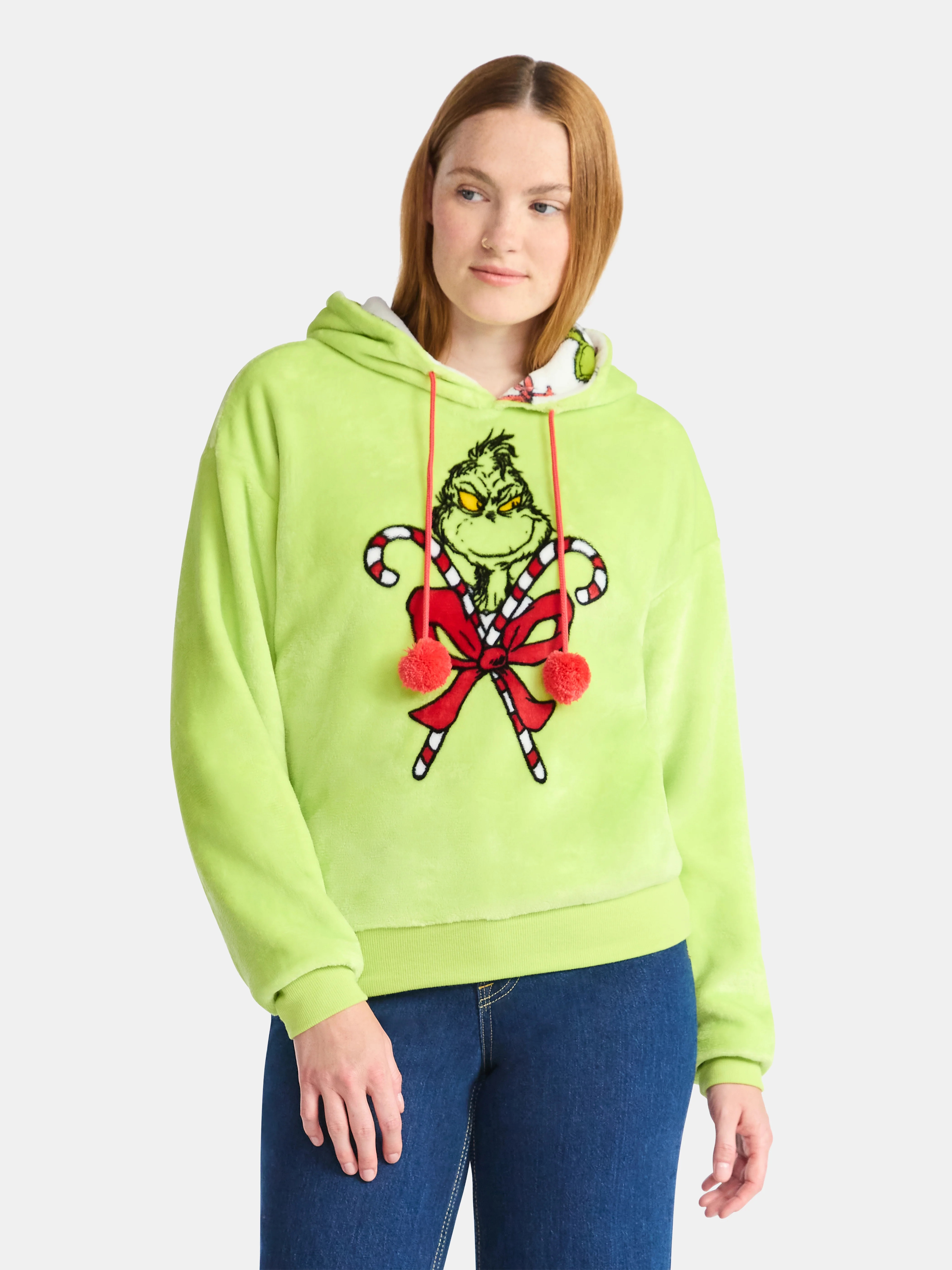 Dr Seuss The Grinch Women's Plus Reversible Graphic Fleece Hoodie with Long Sleeves, Sizes 1X-4X | Walmart (US)