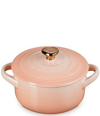 Le Creuset 8-oz. Mini Round Gold Heart Knob Cocotte - Peche | Dillard's