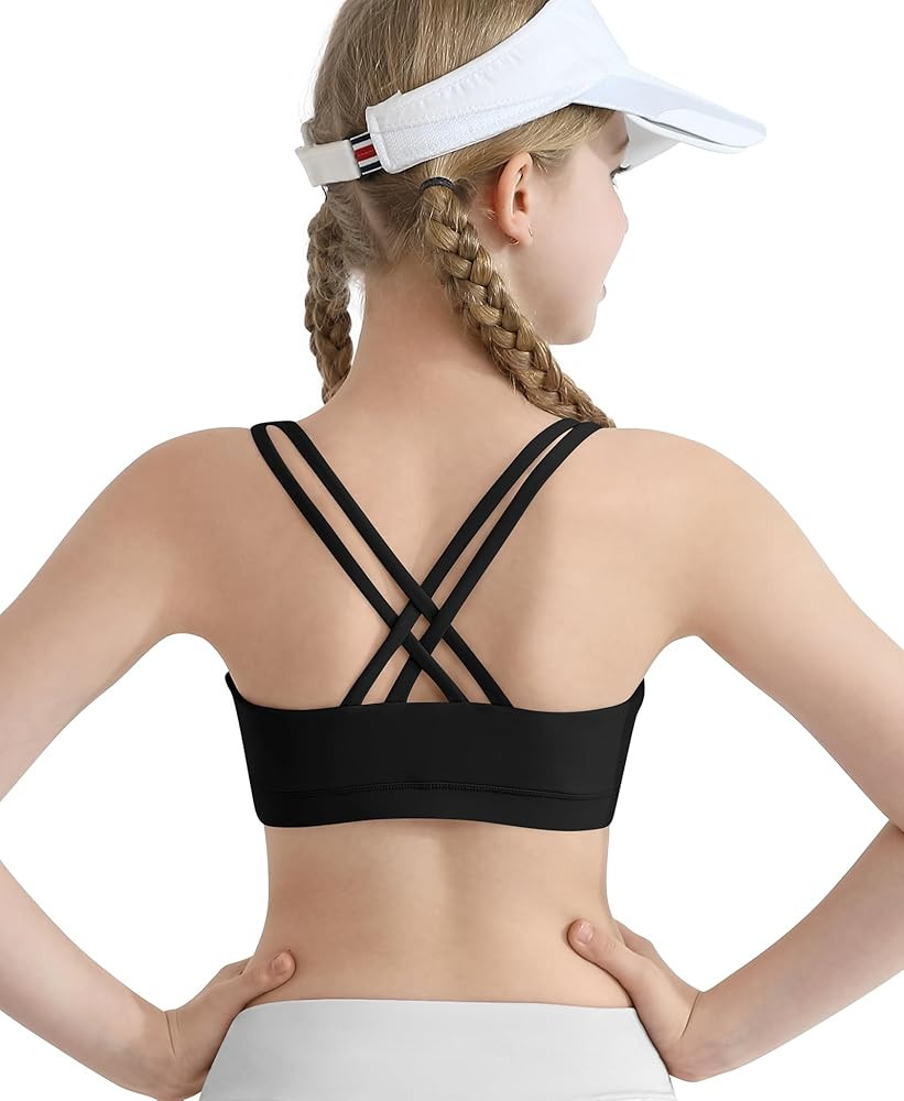 DOCUMO Girls Sports Bras Cross Back Training Bras for Girls Padded Scoop Neck for Kids Teens Athl... | Amazon (US)