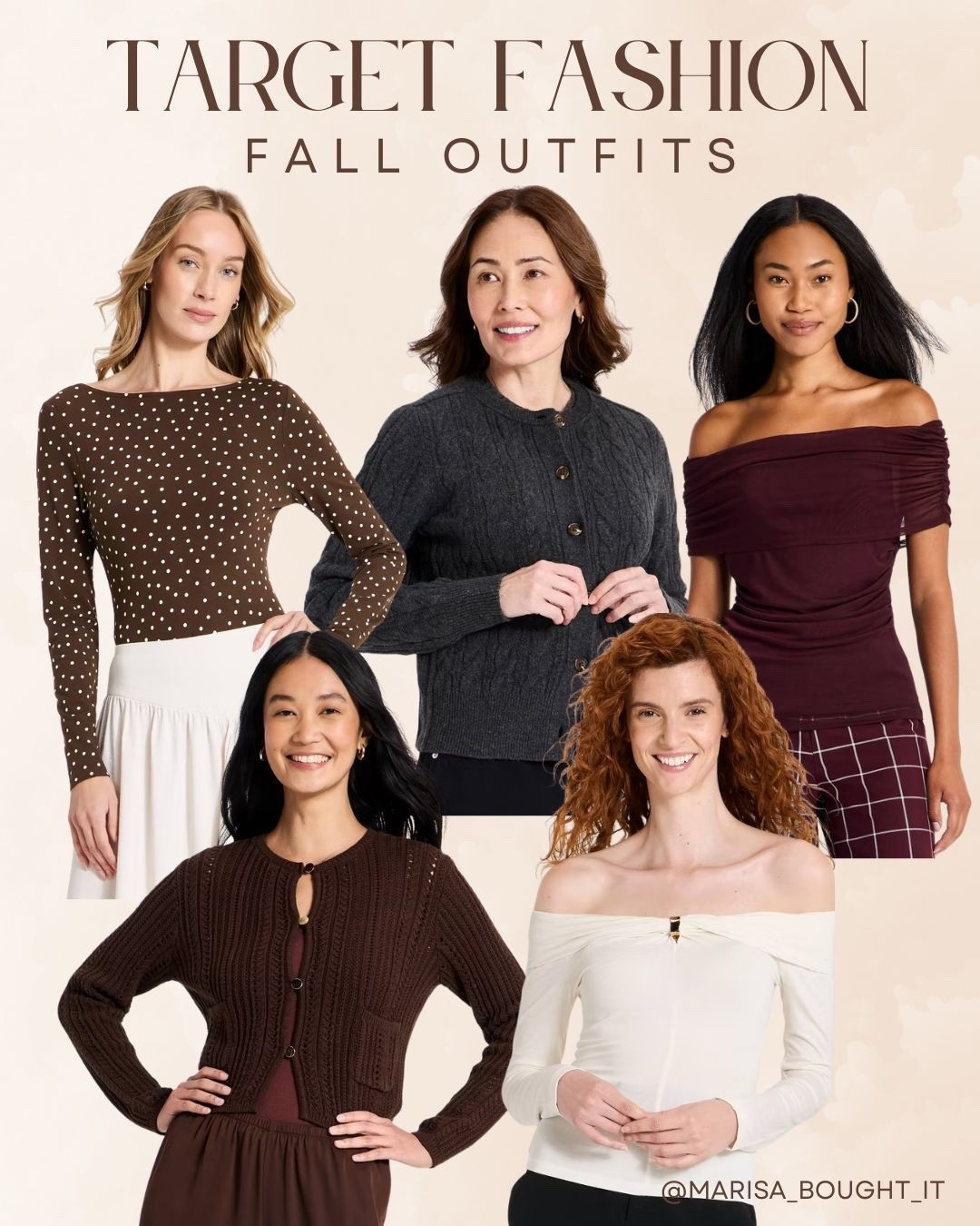 I found so many gorgeous fall fashion staples at Target this week! 🍁 

Rich brown tones, classic polka dots, cable-knit cardigans, and off-the-shoulder tops make building elevated outfits effortless. 🤎

These chic tops and cozy knits transition seamlessly from everyday errands to evening dinners out! 🍂

#targetstyle #targetfinds #fallfashion #targetfashion #autumnoutfits #chicstyle #everydayfashion #ltkunder50

#LTKootd #LTKSeasonal