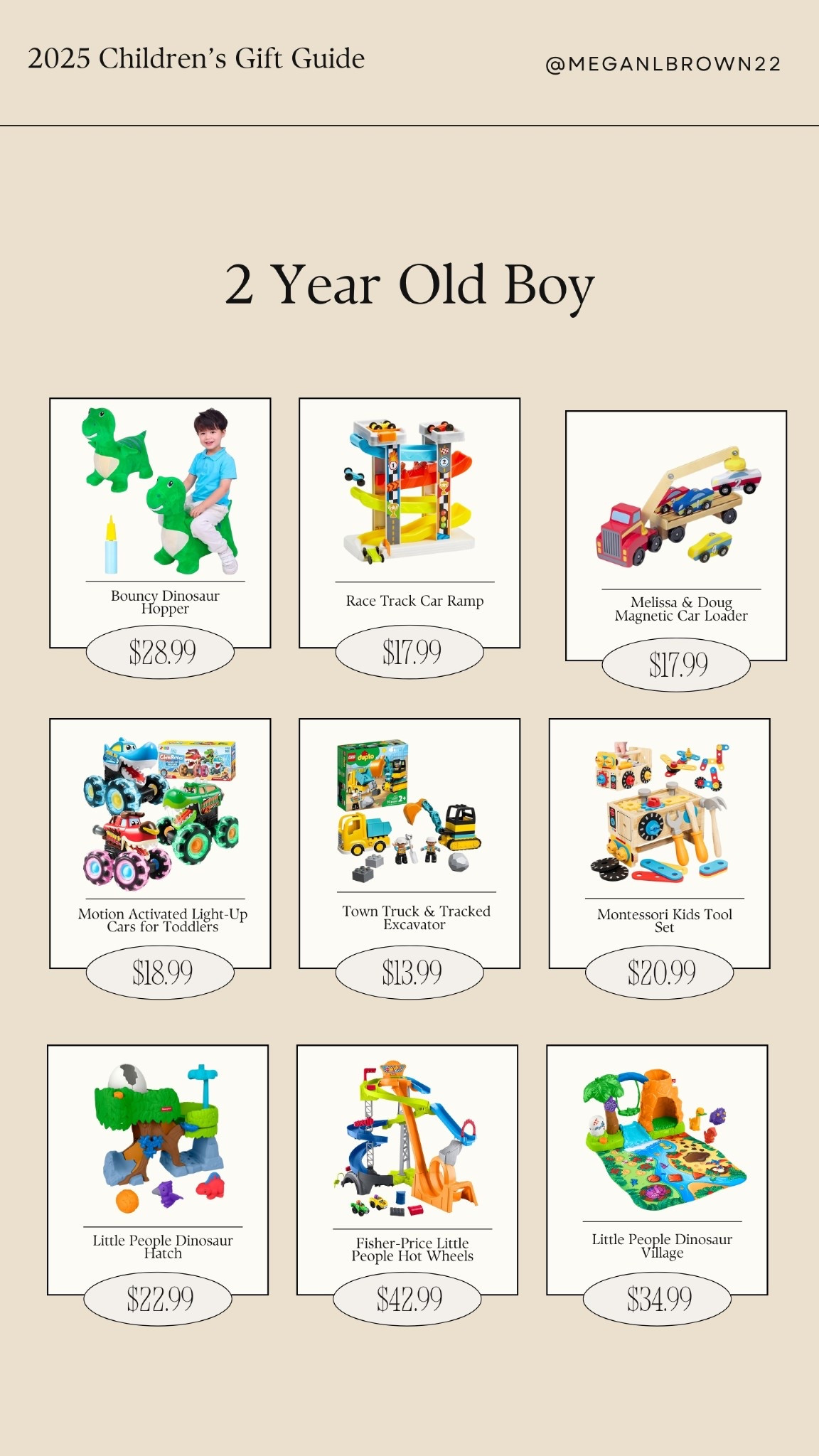 2025 gift guide for 2 year old boys, gift and toy ideas for boys for Christmas this year #giftguide #christmasgiftideas 