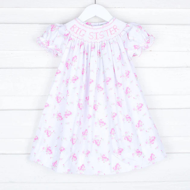 Big Sister Smocked Floral Bishop Dress | Classic Whimsy