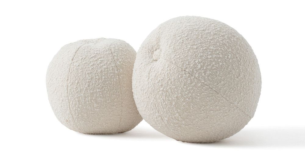 Mid-Century 2-Pc Orb Pillows, Blanc Boucle | Kardiel