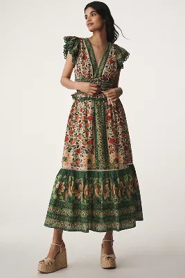 Farm Rio Garden Tapestry V-Neck Maxi Dress | Anthropologie (US)